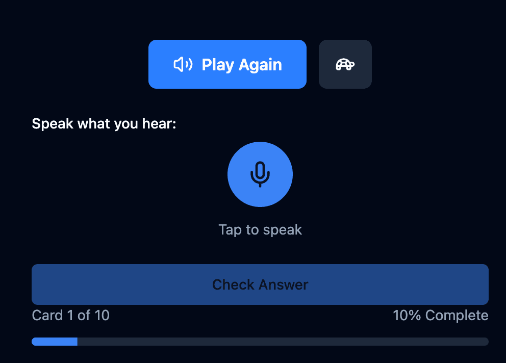 Dictation speaking game