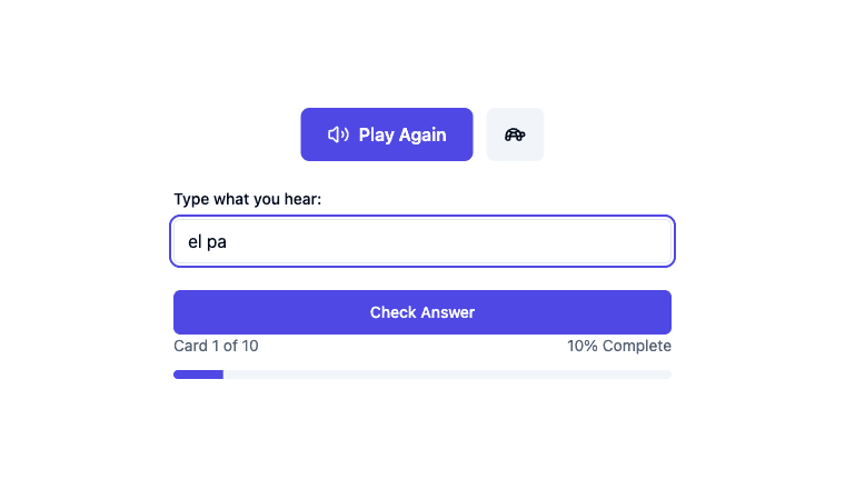 Jogo de ditado por audição